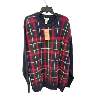 NWT Dockers Men's Cotton Plaid Tartan Knit Sweater -  M